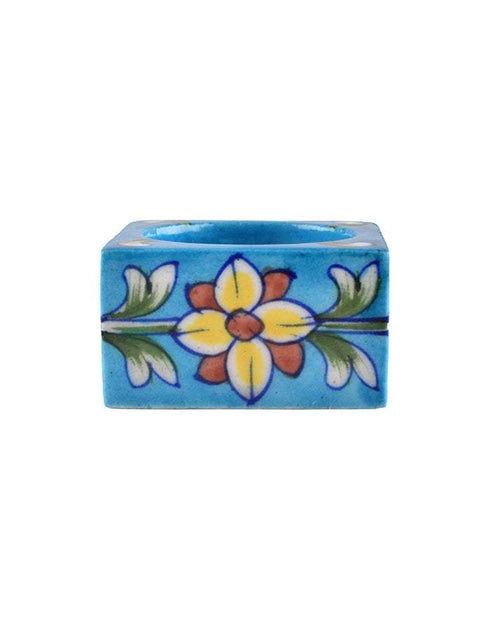 Blue Pottery Candle Holder Set Of 2pcs.